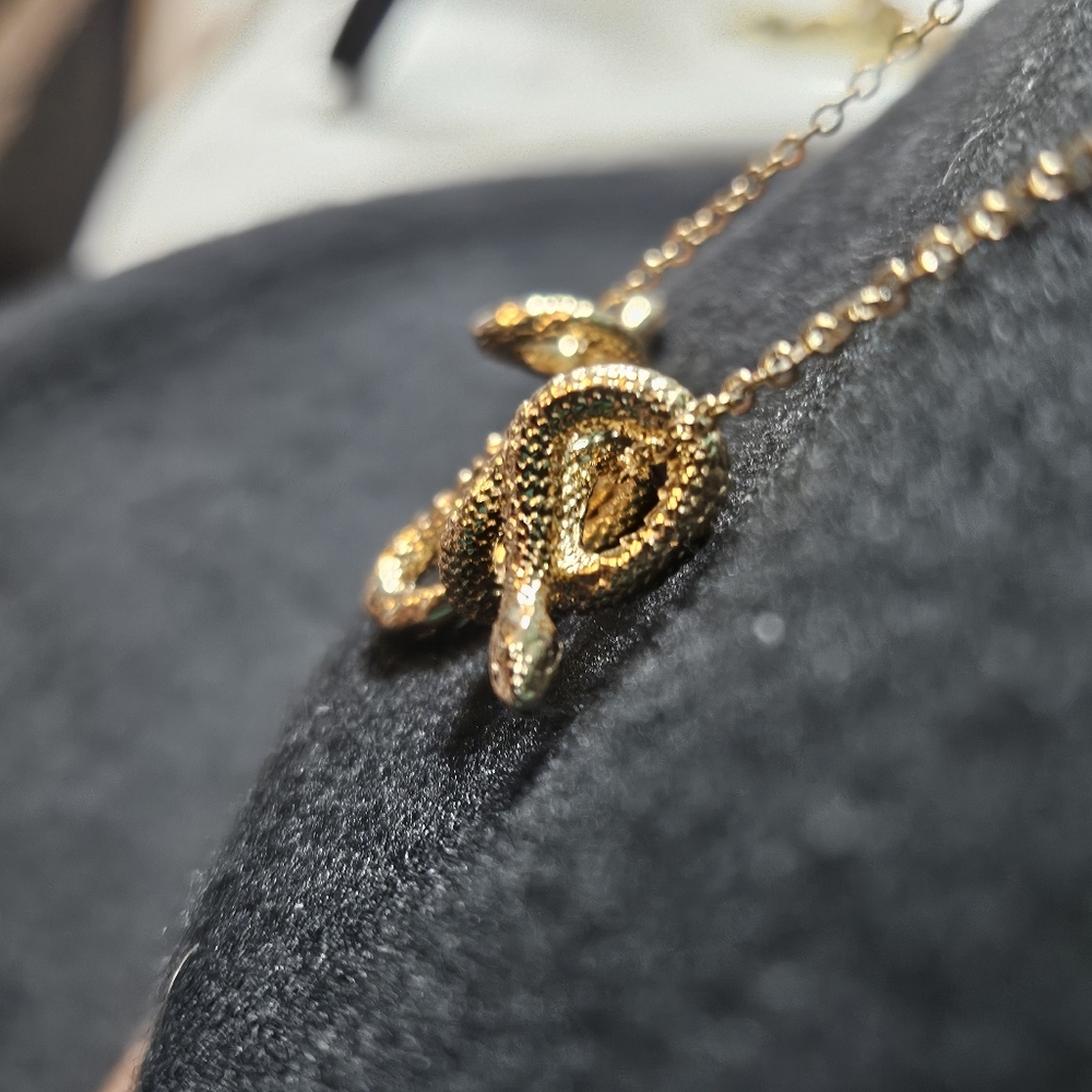 Gold Snake Slide Charm Necklace - Picture 4 of 10